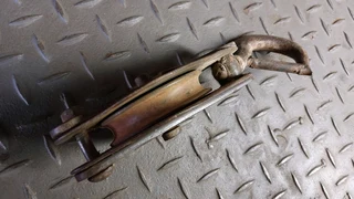 Vintage pulley metal hook rope cable roping cabling slide sliding zipline