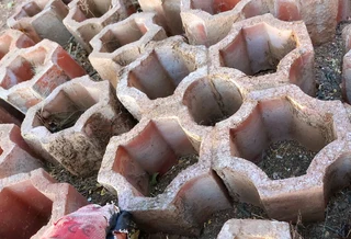 Bricks tiles hollow for footpath plants grass etc