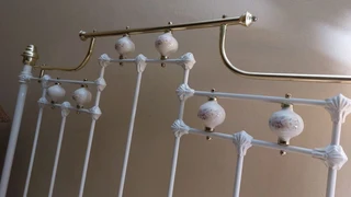 Antique vintage bedstead Victorian French brass metal bed