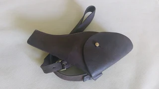 Vintage antique leather holster and sling presumably for Webley Scott