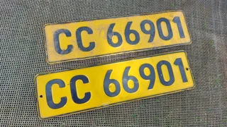 Vintage metal old number plates vehicle registration cc cag aav