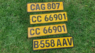 Vintage metal old number plates vehicle registration cc cag aav
