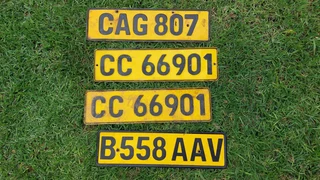Vintage metal old number plates vehicle registration cc cag aav