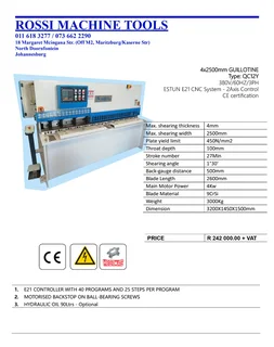 Hydraulic Guillotine 4x2500mm