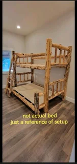 Bunk beds, rustic log look