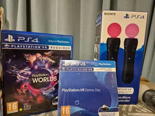 PS4 VR Version 2 (Upgraded) headset combo including cables with V2 camera and 2x move controllers