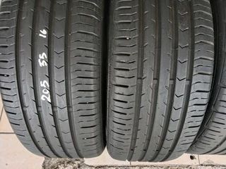 4x 205/55/16 normal continentals Tyres 85% thread