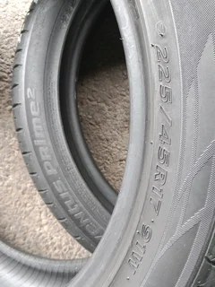 2x 225/45/17 normal Hankook ventus prime2 Tyres 85% tread