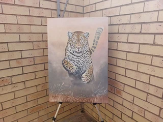 Leopard Oil painting 84cm x 59cm A1 size, NEW