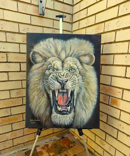 Lion Oil painting 71cm x 55cm , NEW