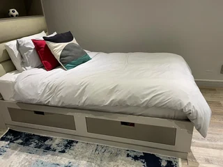 TWIN 3/4 BASES WITH BUILT IN HEADBOARD, BUILT IN DRAWERS AND OVERHEAD STORAGE