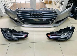 Audi A4 B9 complete bumper with both LED headlights set