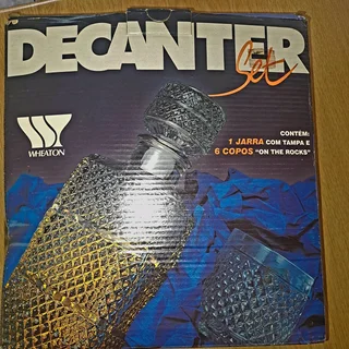 Vintage 1980s Wheaton do Brasil 7-Piece &#34;On the Rocks&#34; Decanter Set