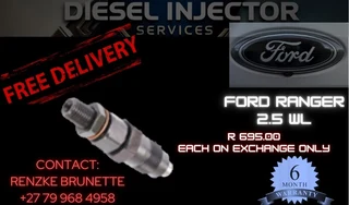 Ford Ranger 2.5 WL  Diesel Injectors - For Sale / Recon / Exchange  6 Months Warranty on all Service