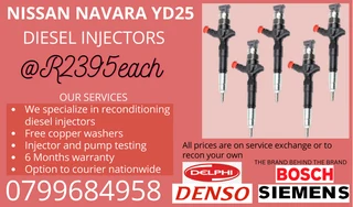 Nissan Navara Yd25 Diesel Injectors/ Free Copper Washers
