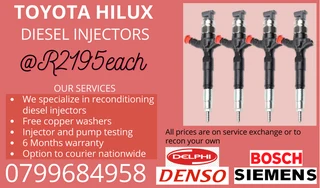 Toyota Hilux Diesel Injectors/ We Recon And Sell On Exchange