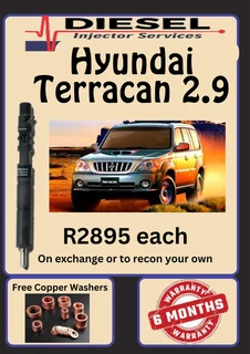 Hyundai Terracan 2.9 Diesel Injectors/ 6 Months Warranty