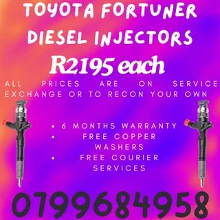 Toyota Fortuner Diesel Injectors/ 6 Months Warranty