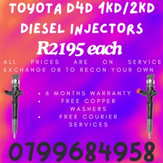 Toyota D4d 1kd/2kd Diesel Injectors/ Free Copper Washers