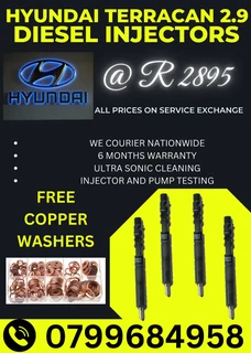Hyundai Terracan 2.9 Diesel Injectors/ Free Copper Washers
