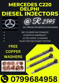 Mercedes C220 Delphi Diesel Injectors/ 6 Months Warranty