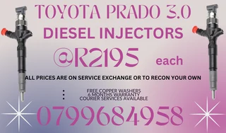 Toyota Prado 3.0 Diesel Injectors/ Free Copper Washers