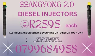 Ssangyong 2.0 Diesel Injectors/ Free Copper Washers