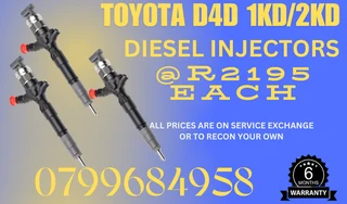 Toyota D4d 1kd/2kd Diesel Injectors/ 6 Months Warranty