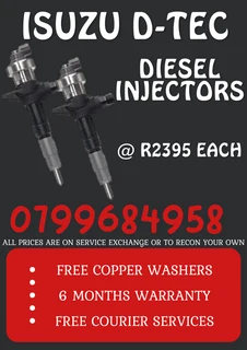 Isuzu D-tec Diesel Injectors/ Free Copper Washers