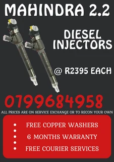 MAHINDRA 2.2 DIESEL INJECTORS/ COPPER WASHERS INCLUDED