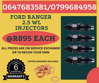 Ford Ranger 2.5wl Diesel Injectors/ Copper Washers Included