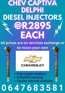 Chev Captiva Delphi Diesel Injectors For Sale 6 Months Warranty