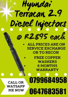 Hyundai Terracan 2.9 Diesel Injectors For Sale With Warranty