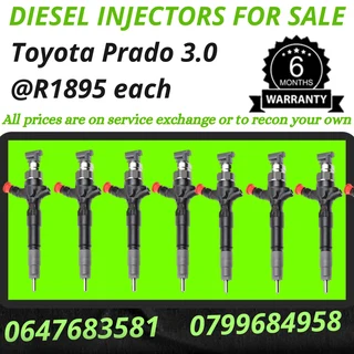 toyota prado 3.0 diesel injectors for sale warranty included