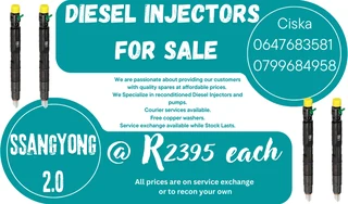 Ssangyong 2.0 Diesel Injectors For Sale 6 Months Warranty