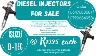 Isuzu D-tec Diesel Injectors For Sale 6 Months Warranty