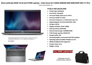 Dell Latitude 5540 15.6-inch FHD Laptop - Intel Core i5-1335U 256GB SSD 8GB RAM Win 11 Pro