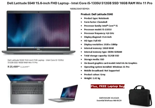 Dell Latitude 5540 15.6-inch FHD Laptop - Intel Core i5-1335U 512GB SSD 16GB RAM Win 11 Pro