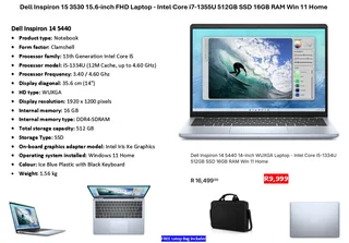 Dell Inspiron 14 5440 14-inch Wuxga Laptop - Intel Core I5-1334u 512gb Ssd 16gb Ram Win 11 Home