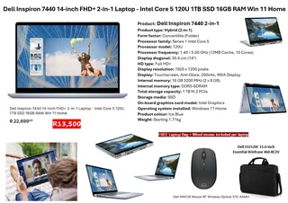 Dell Inspiron 7440 14-inch FHD+ 2-in-1 Laptop - Intel Core 5 120U 1TB SSD 16GB RAM
