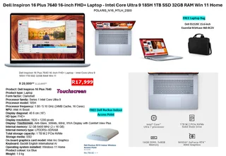 Dell Inspiron 16 Plus 7640 16" FHD- Intel Core Ultra 9 185H 1TB SSD 32GB RAM Win 11 Hom