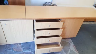 Office desk with drawers and cupboards