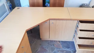 Office desk with drawers and cupboards