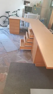 Office desk with drawers and cupboards