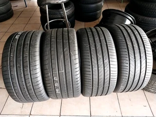 A clean set of 295 35 21 Two Bridgestone and Two Goodyear tyres with 98% treads available for sale