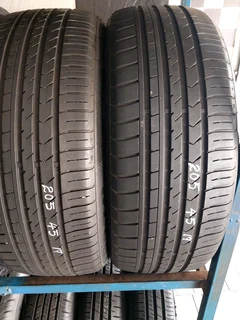 2x 205 45 17 tyres with 99% treads available for sale