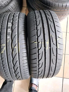 2x 215 45 16 tyres with good treads available for sale