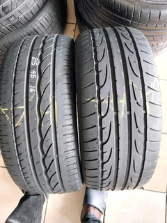 2x 215 45 16 tyres with good treads available for sale