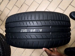 1x 235 40 18 Continental tyre with lots of treads available for sale