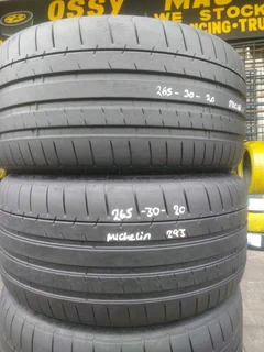 A clean set of 265 30 20 Michelin pilot super sport tyres with lots of treads available